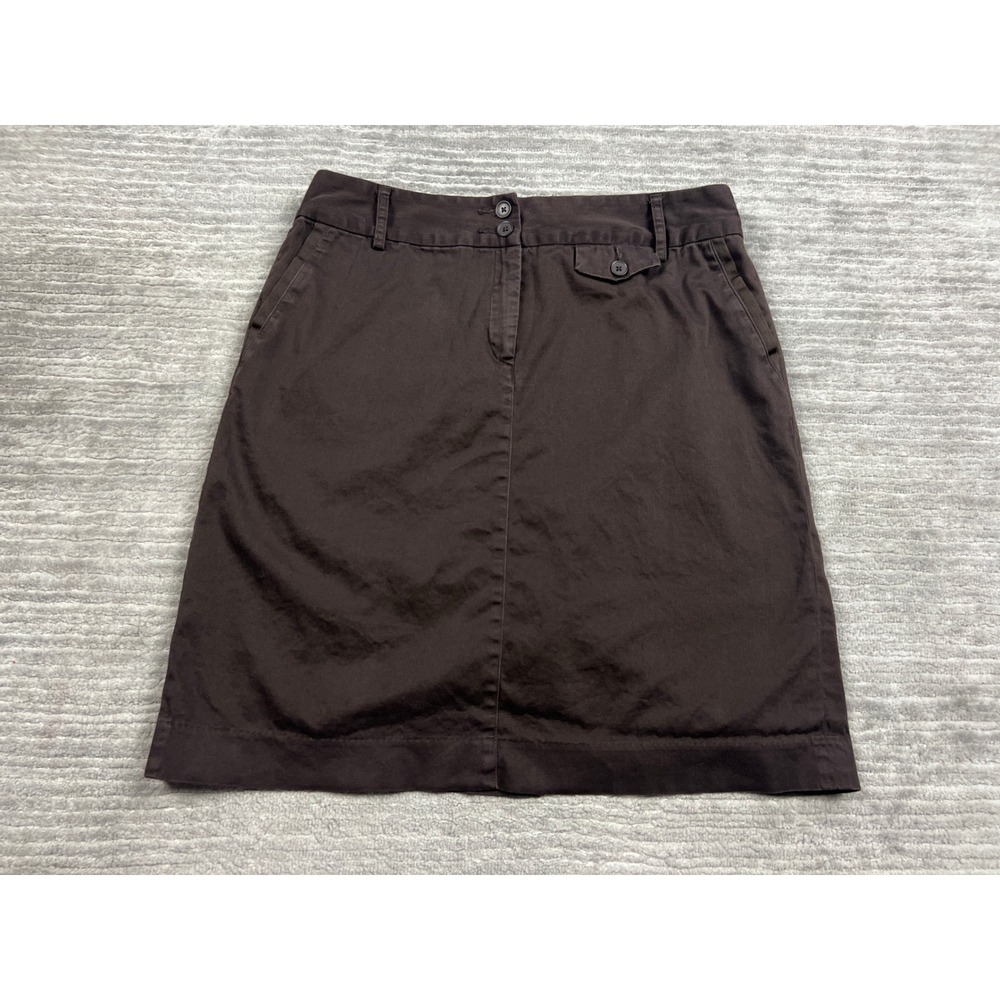 Cato Skirt Womens 10 Brown Straight Knee Length Cotton Blend Stretch Pockets